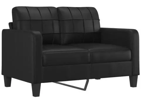 Set de canapele cu perne, 2 piese, negru, piele ecologică - 3/5