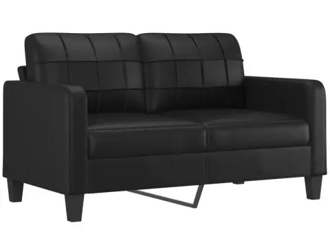 Set de canapele cu perne, 2 piese, negru, piele ecologică - 4/5