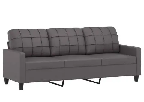 Set de canapele cu perne, 4 piese, gri, piele ecologică - 5/5