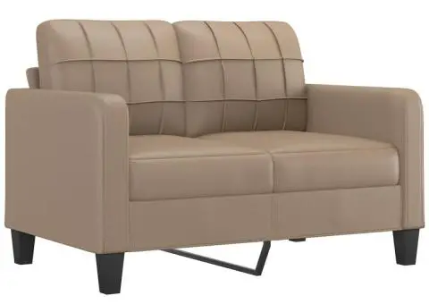 Set de canapele cu perne, 3 piese, cappuccino, piele ecologică - 3/5