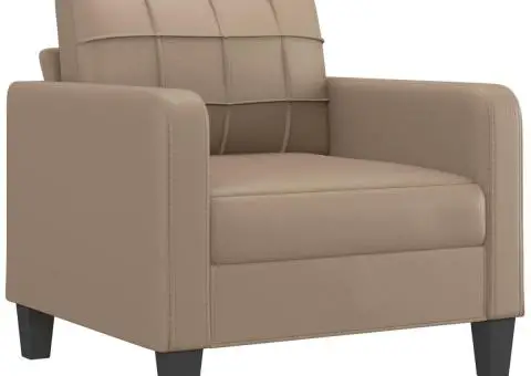 Set de canapele cu perne, 4 piese, cappuccino, piele ecologică - 3/5