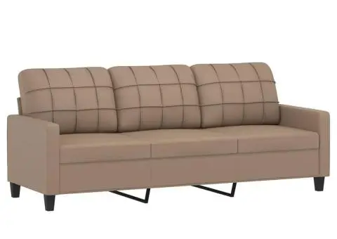 Set de canapele cu perne, 4 piese, cappuccino, piele ecologică - 5/5