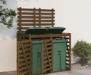 vidaXL Magazie dublă depozitare coș de gunoi dublu maro lemn masiv pin