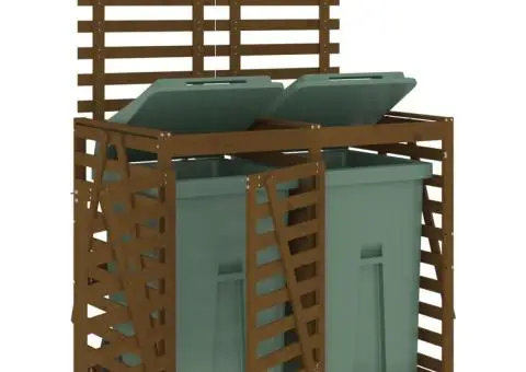 Magazie dublă depozitare coș de gunoi dublu maro lemn masiv pin - 4/5