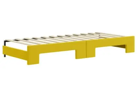 Pat de zi cu extensie și saltea, galben, 80x200 cm, catifea - 5/5