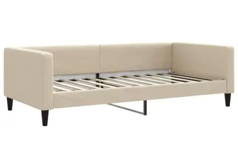 Pat de zi cu extensie și sertare, crem, 100x200 cm, textil - 4/5