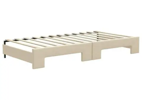 Pat de zi cu extensie și sertare, crem, 100x200 cm, textil - 5/5