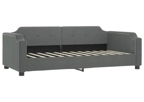 Pat de zi cu extensie și sertare, gri închis, 80x200 cm textil - 5/5