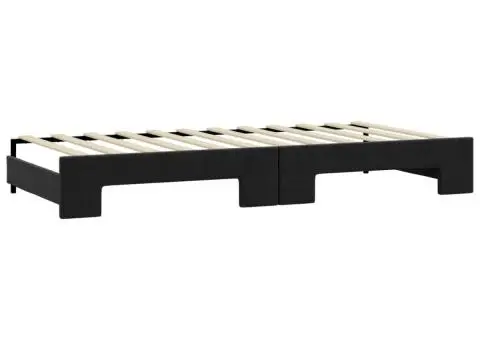 Pat de zi cu extensie și sertare, negru, 80x200 cm, textil - 5/5