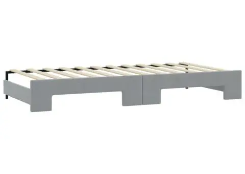 Pat de zi cu extensie și sertare, gri deschis 100x200 cm textil - 5/5