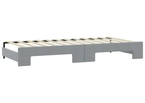 Pat de zi cu extensie și sertare, gri deschis, 90x190cm, textil - 5/5