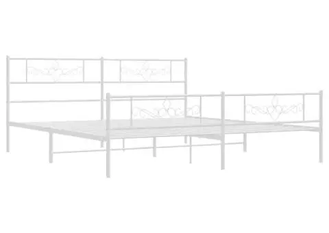 Cadru de pat metalic cu tăblie de cap/picioare, alb, 183x213 cm - 3/5