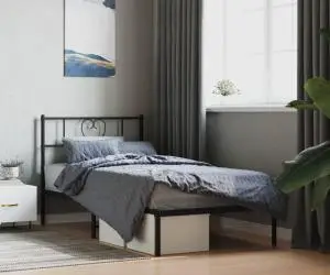 vidaXL Cadru de pat metalic cu tăblie, negru, 90x190 cm