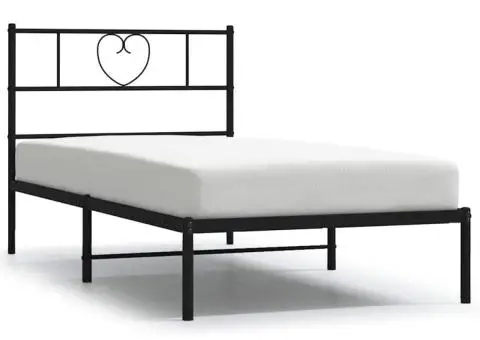 Cadru de pat metalic cu tăblie, negru, 100x190 cm - 2/5