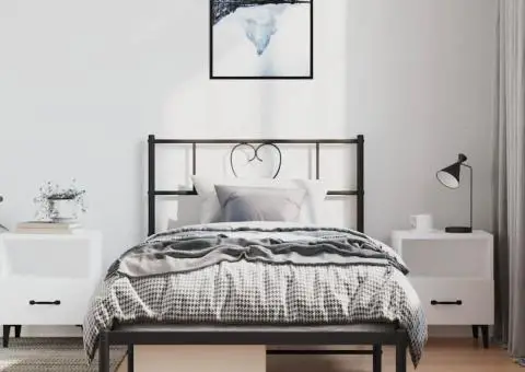 Cadru de pat metalic cu tăblie, negru, 100x190 cm - 4/5