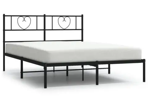 Cadru de pat metalic cu tăblie, negru, 120x190 cm - 2/5