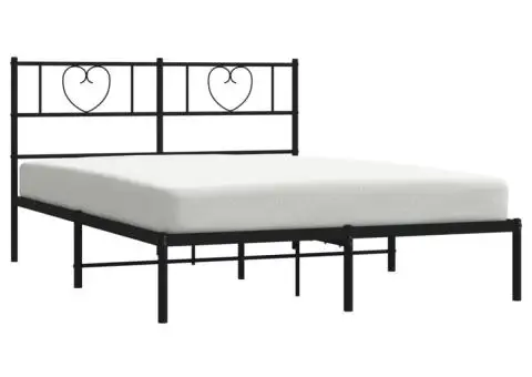 Cadru de pat metalic cu tăblie, negru, 120x190 cm - 3/5