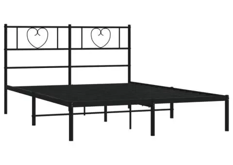 Cadru de pat metalic cu tăblie, negru, 120x190 cm - 4/5