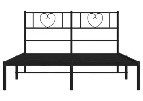 Cadru de pat metalic cu tăblie, negru, 120x190 cm - 5/5