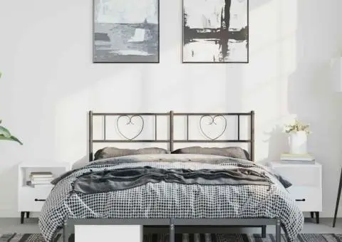 Cadru de pat metalic cu tăblie, negru, 135x190 cm - 4/4