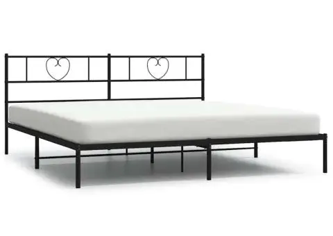 Cadru de pat metalic cu tăblie, negru, 193x203 cm - 2/5