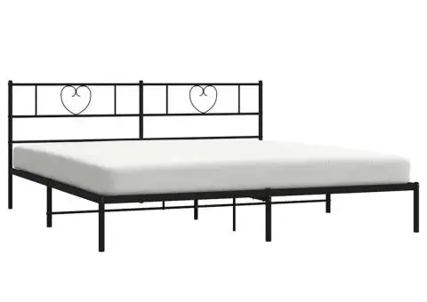 Cadru de pat metalic cu tăblie, negru, 193x203 cm - 3/5