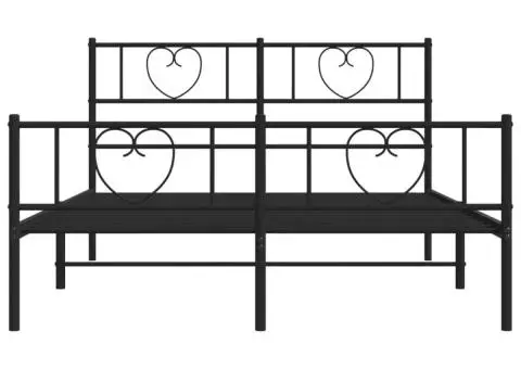 Cadru pat metalic cu tăblie de cap/picioare, negru, 140x190 cm - 5/5