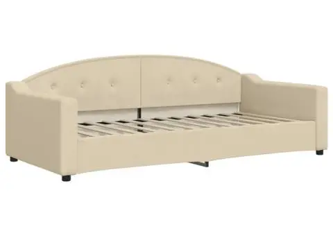 Pat de zi cu extensie și sertare, crem, 90x200 cm, textil - 4/5