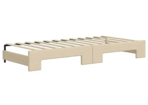 Pat de zi cu extensie și sertare, crem, 90x200 cm, textil - 5/5