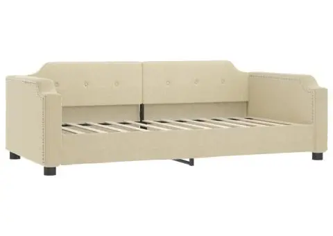 Pat de zi cu extensie și sertare, crem, 100x200 cm, textil - 5/5