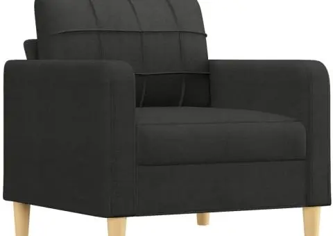 Set de canapele cu perne, 4 piese, negru, textil - 3/5