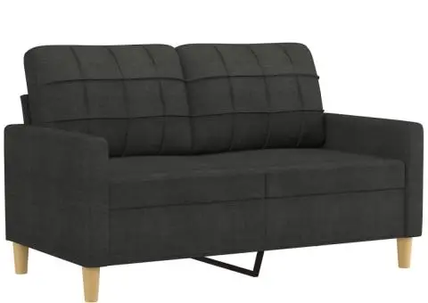 Set de canapele cu perne, 4 piese, negru, textil - 4/5