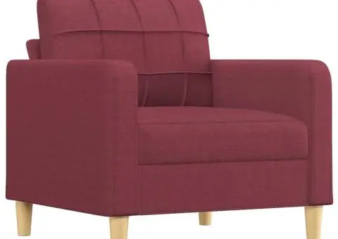 Set canapea cu perne, 4 piese, roșu vin, material textil - 3/5