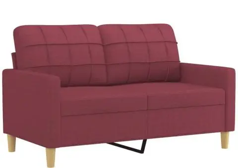 Set canapea cu perne, 4 piese, roșu vin, material textil - 4/5