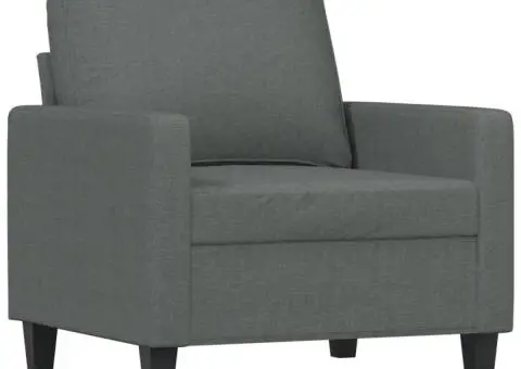 Set de canapele cu perne, 3 piese, gri închis, textil - 3/5