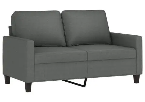 Set de canapele cu perne, 3 piese, gri închis, textil - 4/5