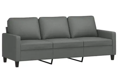 Set de canapele cu perne, 3 piese, gri închis, textil - 5/5
