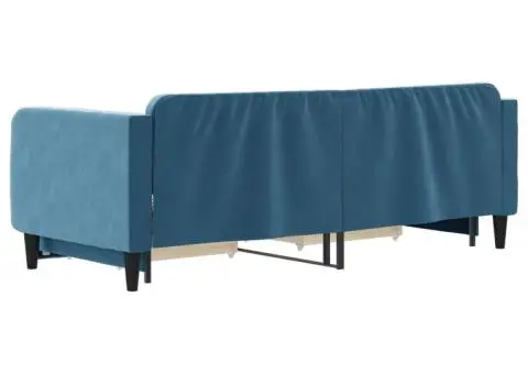 Pat de zi cu extensie și sertare, albastru, 80x200 cm, catifea - 5/5