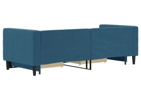 Pat de zi cu extensie și sertare, albastru, 80x200 cm, catifea - 5/5