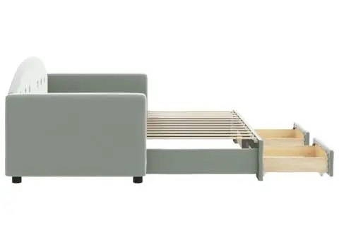 Pat de zi cu extensie și sertare, gri deschis 80x200 cm catifea - 4/5