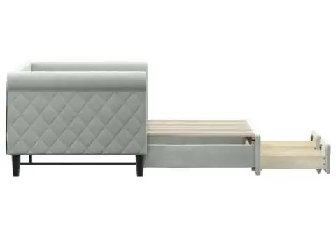 Pat de zi cu extensie și sertare, gri deschis 80x200 cm catifea - 4/5