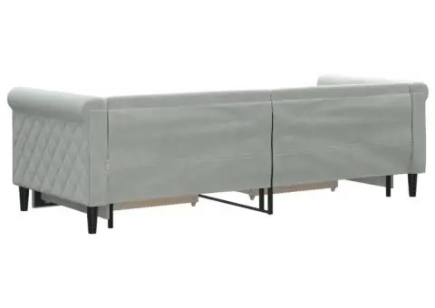 Pat de zi cu extensie și sertare, gri deschis 80x200 cm catifea - 5/5