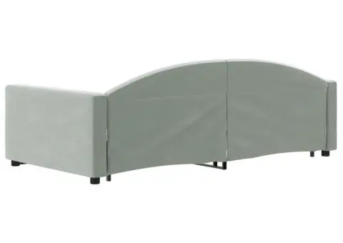 Pat de zi cu extensie și sertare, gri deschis 90x200 cm catifea - 5/5