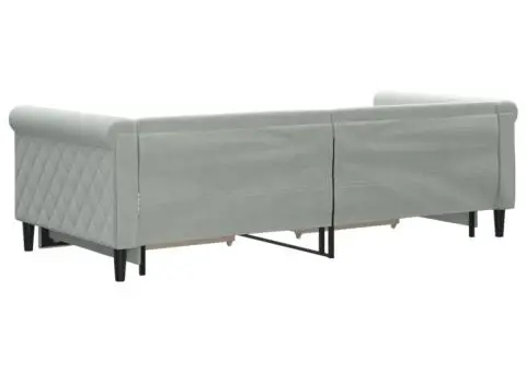 Pat de zi cu extensie și sertare, gri deschis 90x200 cm catifea - 5/5