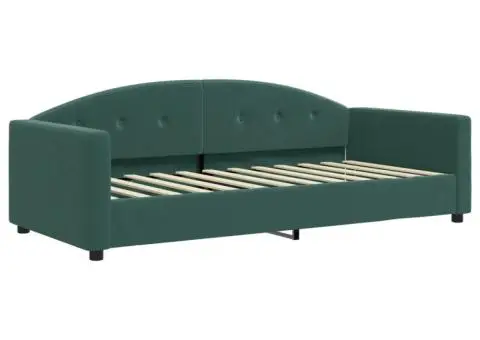 Pat de zi cu extensie și sertare verde închis 90x200 cm catifea - 4/5