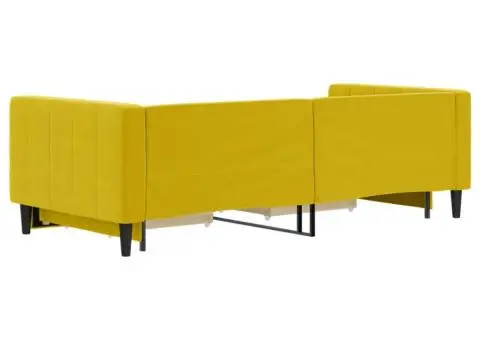 Pat de zi cu extensie și sertare, galben, 90x200 cm, catifea - 5/5