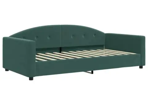 Pat de zi cu extensie și sertare verde închis 100x200cm catifea - 4/5