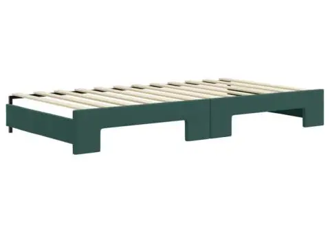 Pat de zi cu extensie și sertare verde închis 100x200cm catifea - 5/5