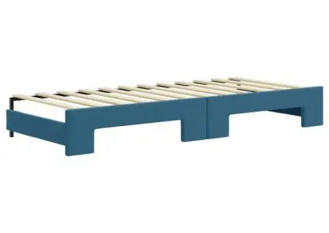 Pat de zi cu extensie și sertare, albastru, 80x200 cm, catifea - 5/5