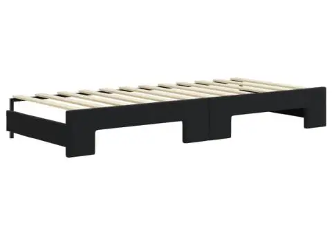 Pat de zi cu extensie și sertare, negru, 80x200 cm, catifea - 5/5